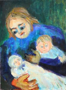 Joan Lewis - Contemporary Oil, Mother and Children
