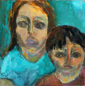Joan Lewis - Contemporary Oil, Two Figures