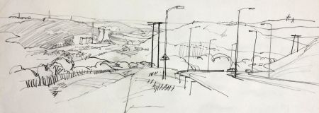 Paul Sharp - Mid 20th Century Graphite Drawing, Elland from Halifax Road