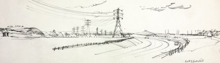 Paul Sharp - Mid 20th Century Graphite Drawing, View North of Sunderland
