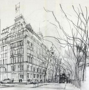 Paul Sharp - Mid 20th Century Graphite Drawing, Grand Street Corner, London