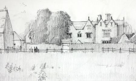 Paul Sharp - Mid 20th Century Graphite Drawing, Country House View