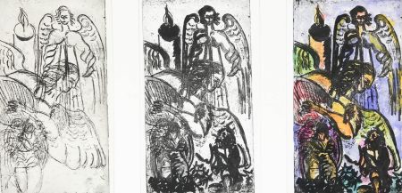 Joan Lewis - 1990 Monotype, Angels Triptych
