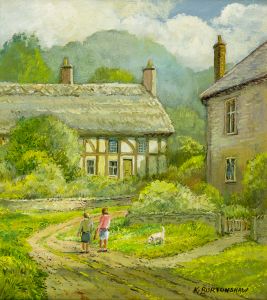 Keith Burtonshaw - Contemporary Oil, Cottages with Children and Dog