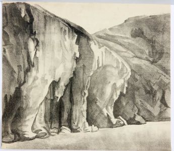 M. Egerton - Early 20th Century Monotype, Cliffs