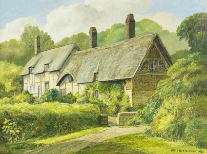 Keith Burtonshaw - 1996 Oil, Thatched Cottages