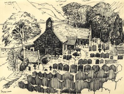 Paul Sharp - Mid 20th Century Pen and Ink Drawing, Talyllyn Church