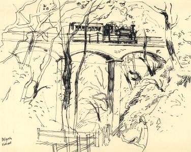 Paul Sharp - Mid 20th Century Pen and Ink Drawing, Dolgoch Viaduct