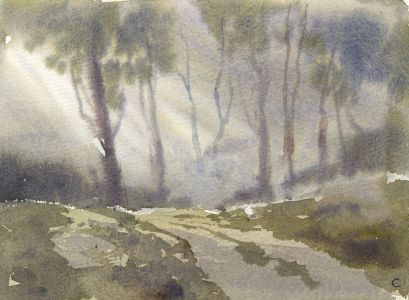 Keith Burtonshaw - 1990 Watercolour, Hazy Woodland