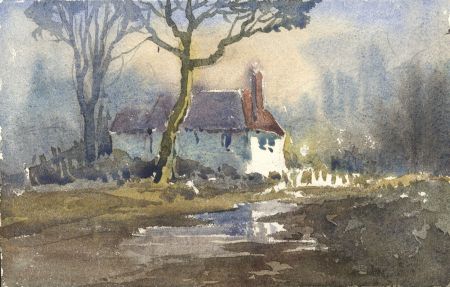 Keith Burtonshaw - 1990 Watercolour, Country House by Lake