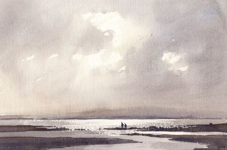 Keith Burtonshaw - 1979 Watercolour, Walk by the Water's Edge