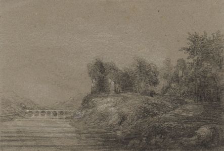 Attributed Henry Edridge ARA - Early 19th Century Charcoal Drawing, River View