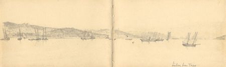 C.L. Robertson - 19th Century Graphite Drawing, Lisbon from Tagus, Portugal