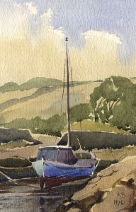Keith Burtonshaw - 1976 Watercolour, Yacht in Cove