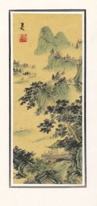 Oriental Contemporary Digital Print - Temple in the Hills