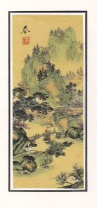 Oriental Contemporary Digital Print - Bridge over the River to the Hills