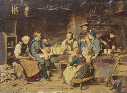 Early 20th Century Overpainted Print