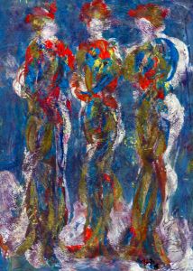 Ji Lim - 1972 Mixed Media, Three Figures