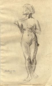 Adrian Cornwell-Clyne MBE FRPS - 1914 Charcoal Drawing, Standing Nude