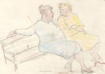 Lory Adler - 1983 Crayon, Conversation, Lugano, Italy
