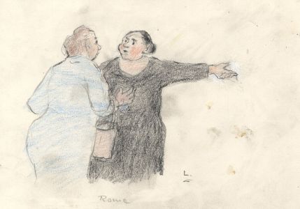 Lory Adler - 1983 Crayon, Conversation, Rome, Italy