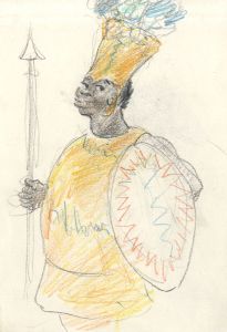 Lory Adler - 1983 Crayon, Figure in African Tribal Dress