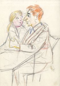 Lory Adler - 1983 Crayon, Father and Daughter