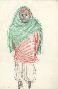 Lory Adler - 1983 Crayon, South Indian Man in Shawl