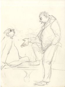 Lory Adler - 1983 Crayon, Two Men