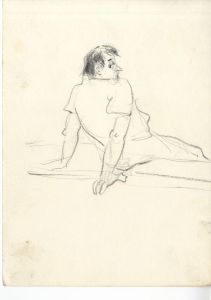 Lory Adler - 1983 Crayon, Seated Man