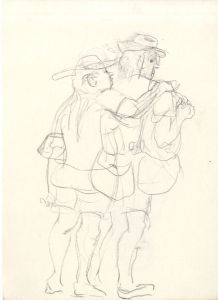 Lory Adler - 1983 Crayon, Two Travellers