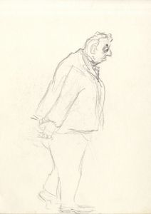 Lory Adler - 1983 Crayon, Man Strolling
