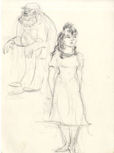 Lory Adler - 1983 Crayon, Young Woman and Old Man