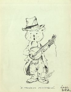 Monogram WRM - 19th Century Pen and Ink Drawing, "A Wand'ring Minstrel"