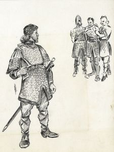 L.J. Webster - Early 20th Century Pen and Ink Drawing, Knight Captured