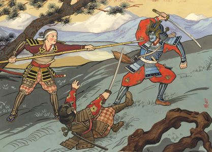 L.J. Webster - Early 20th Century Gouache, Warrior Battle