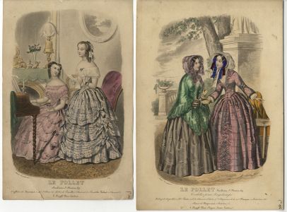 Pair of 19th Century Fashion Engravings - Le Follet