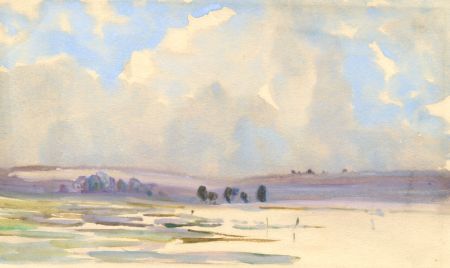 Isabel Lievin-Bauwens - Early 20th Century Watercolour, Minimalist Landscape