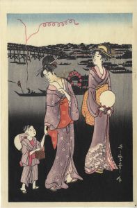 Mid 20th Century Oriental Woodblock - Japanese Print - Women with Child
