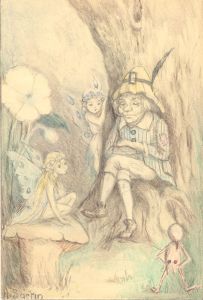 H. Sartin - Mid 20th Century Coloured Pencil, Woodland Fairy Scene