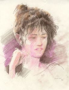 Graham Coton - 1993 Chalk Drawing, Portrait of a Woman