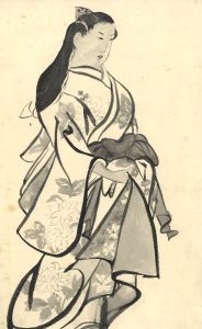 Oriental Early 20th Century Pen and Ink Drawing - Traditional Japanese Dress
