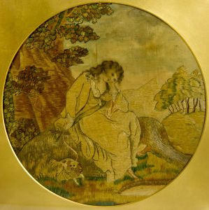 Georgian Embroidery - Silkwork with Hand Painting, Contemplative Woman