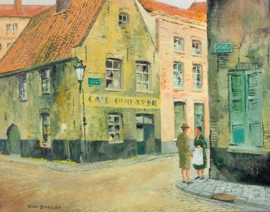 David William Burley 1901-1990 - Mid 20th Century Oil, On the Street Corner