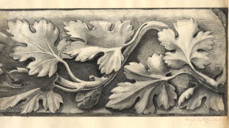 Mary Elizabeth Crawhall - 1857 Charcoal Drawing, Floral Design