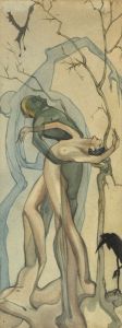 Early 20th Century Watercolour - Figures and Tree in Art Nouveau Style