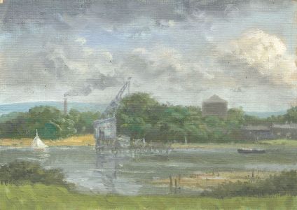 Sydney Maiden - Mid 20th Century Watercolour, Estuary View with Crane