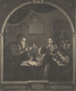 William Pether after Schalcken - 18th Century Mezzotint, Studious Society