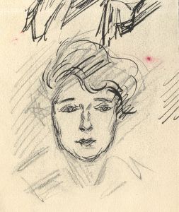 Andre Nevil - 1900 Pen and Ink Drawing, Portrait of a Woman