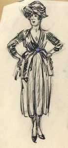 Andre Nevil - 1900 Pen and Ink Drawing, French Woman